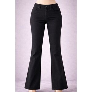 NWT Canyon Retreat Black Coated Flare Jeans High Rise Stepped Hem Womens Size 4